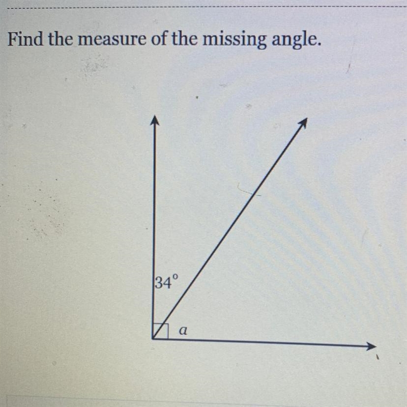 Find the measure of the missing angle. 34°-example-1