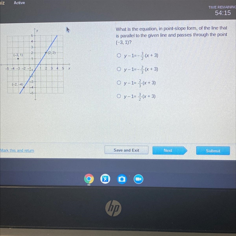 what is the equation, in point-slope form, of the line that is parallel to the given-example-1