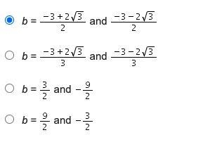 What values of b satisfy 3(2b + 3)2 = 36?-example-1