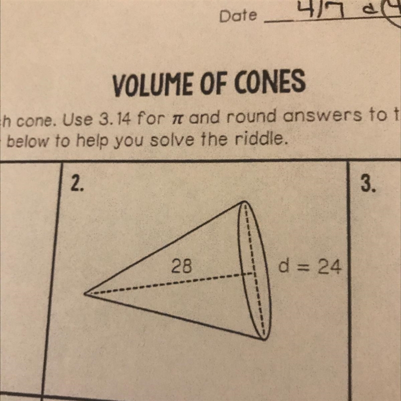 Can somebody find the volume of the cone on #2? thank you!!-example-1