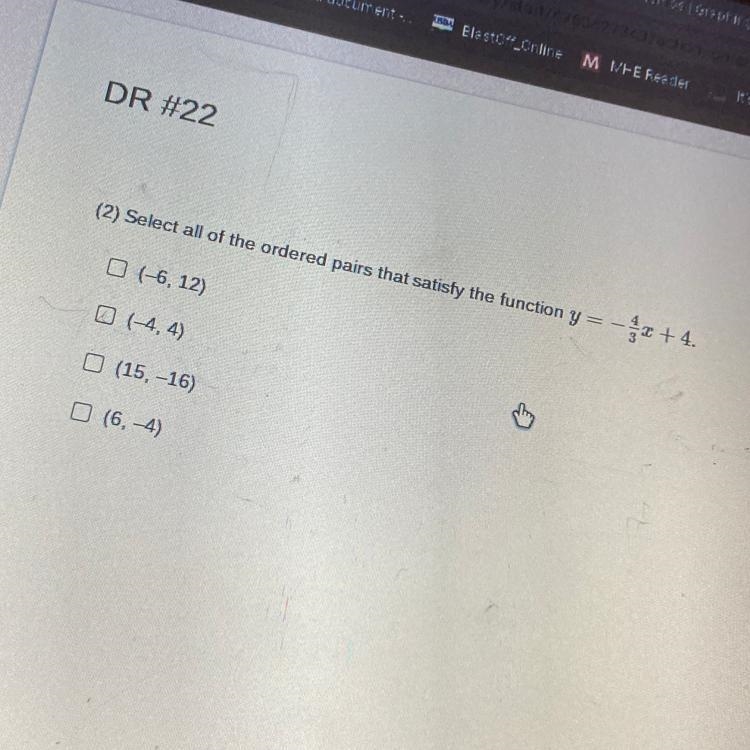 HELPP PLEASEEEEEEE (2) Select all of the ordered pairs that satisfy the function y-example-1