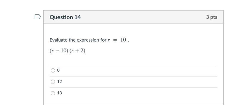 PLEASE HELP ME DUE IN 5 MINS! Evaluate the expression for =10 (−10)(+2)-example-1