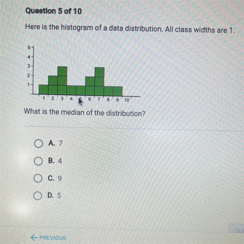 Here is the histogram of a data distribution. All class widths are 1. What is the-example-1