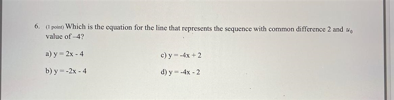 Equation for the line that represents the sequence with commons difference-example-1