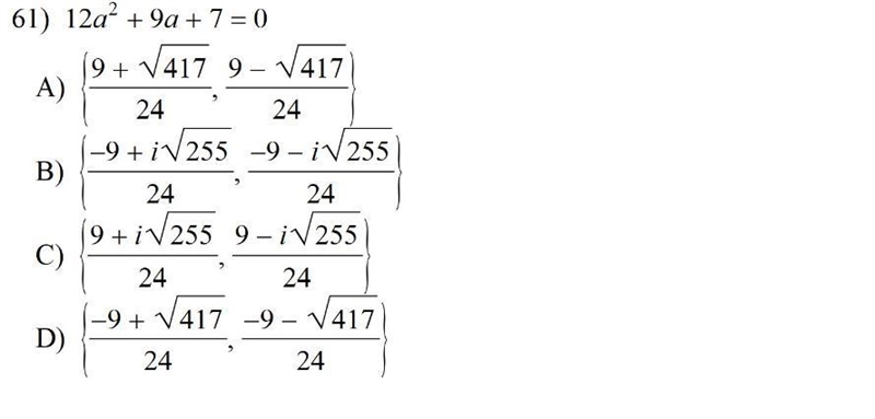 Solve using the quadratic formula. Show all work. Write each solution in simplest-example-1