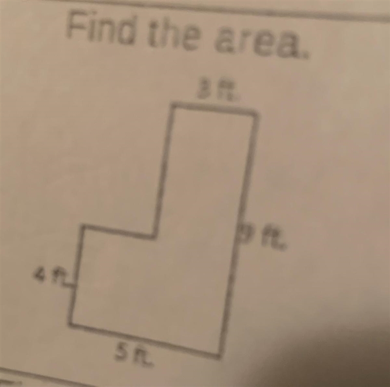 Find the area. 2 ft. 19 ft 4f 5 ft. 7-example-1