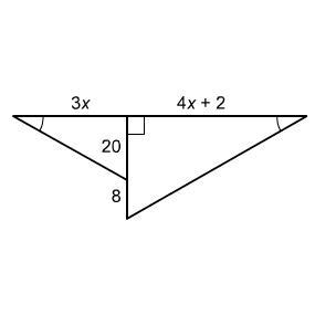 The two triangles are similar. What is the value of x? Enter your answer in the box-example-1