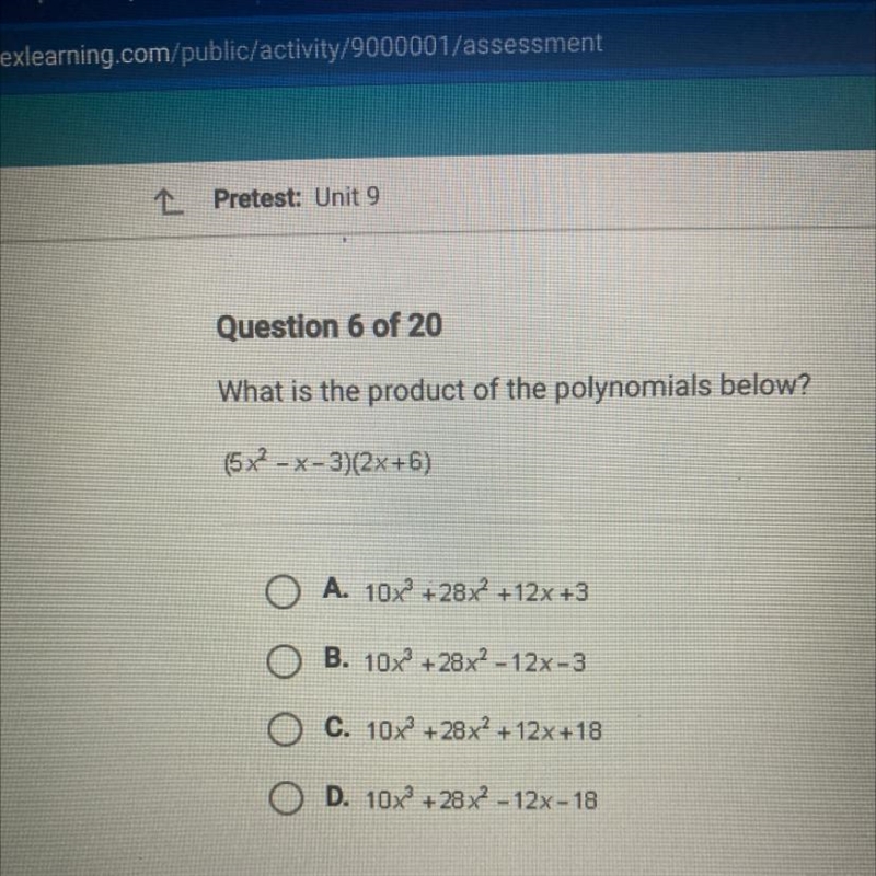 What is the product of the polynomials below? (5x2 - x-3)(2x+6)-example-1