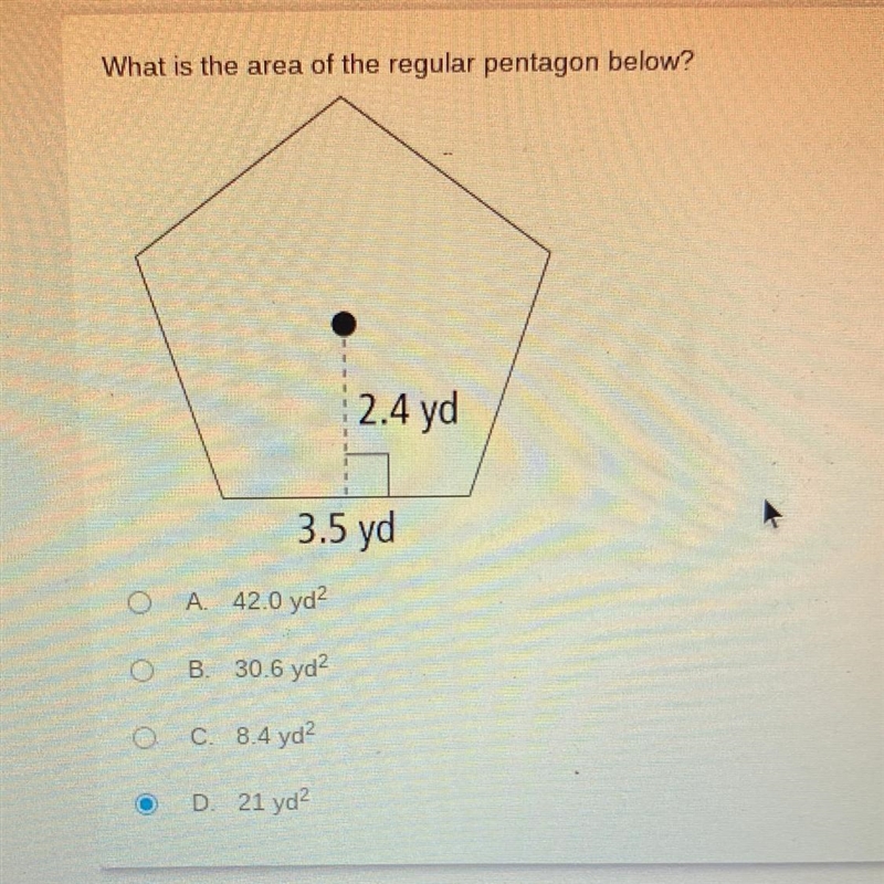 What is the area of the regular pentagon below?-example-1