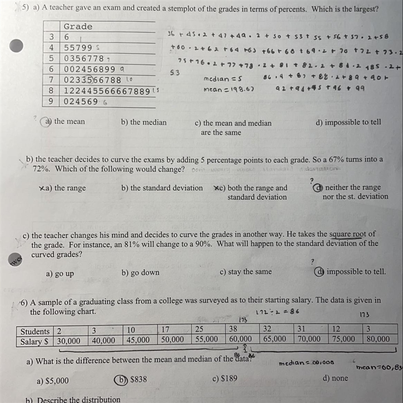 These are AP statistics multiple choice questions. I don’t know if I got them correct-example-1