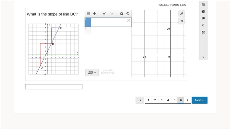 What is the slope of line BC?-example-1