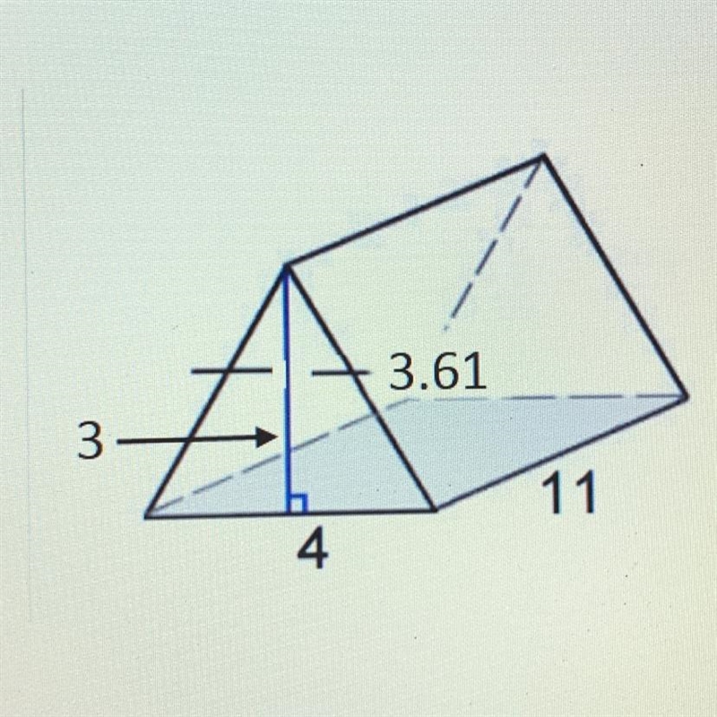 Find the total surface area of the triangular prism. ANSWER CHOICES: 116.42 135.42 123.42 178.42-example-1