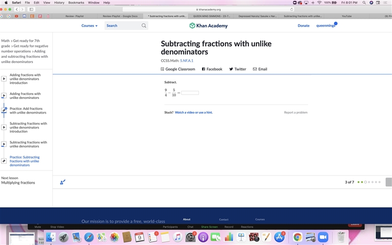 Subtracting fractions with unlike denominators-example-1