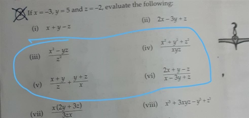 If x = -3, y = 5 and z = -2, evaluate the following: help plsssss note giving brilst-example-1