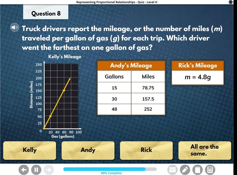 Truck drivers report the mileage or the number of miles (M) traveled per gallon of-example-1