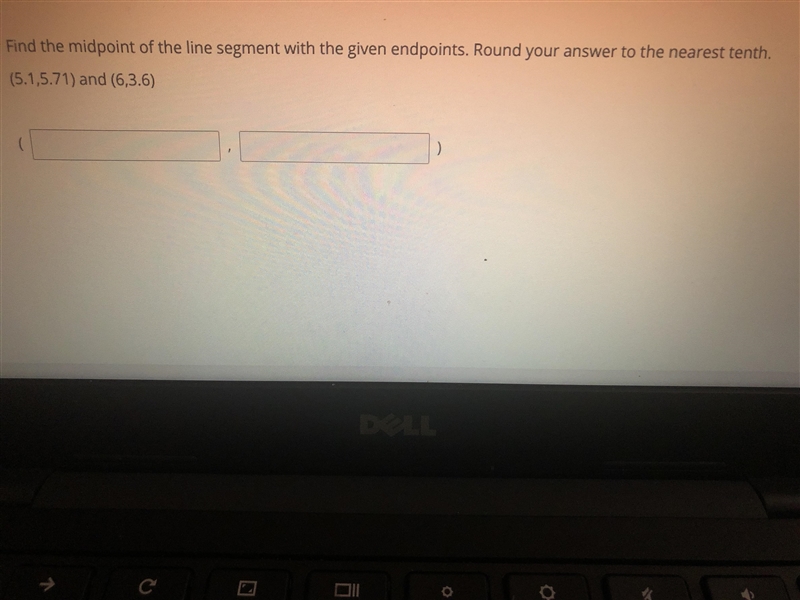 Find the midpoint of the line segment with the given endpoints. (5.1,5.71) and (6,3.6).-example-1