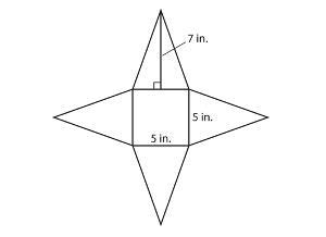 What is the total surface area of the rectangular pyramid whose net is shown? square-example-1