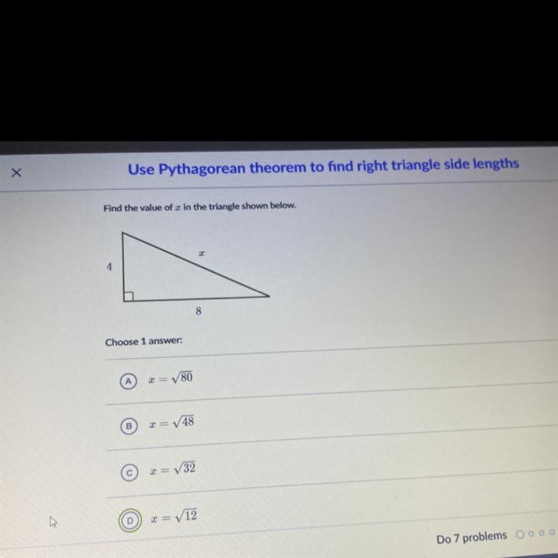 Pls help Find the value of X in the triangle.-example-1