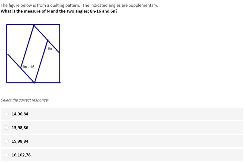 What is the messure of N and the two angles; an-16 and 6n-example-1