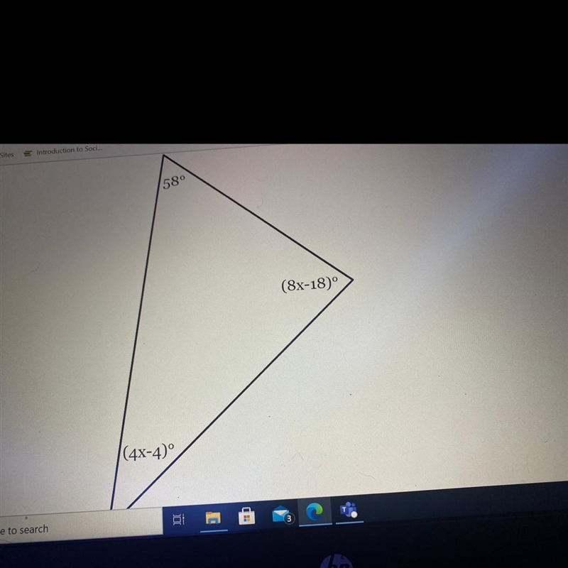 The measures of the angles of a triangle are shown in the figure below. Solve for-example-1