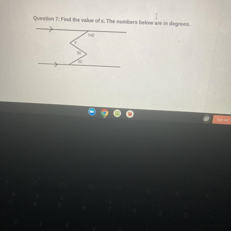 Question 7: Find the value of x. Help-example-1