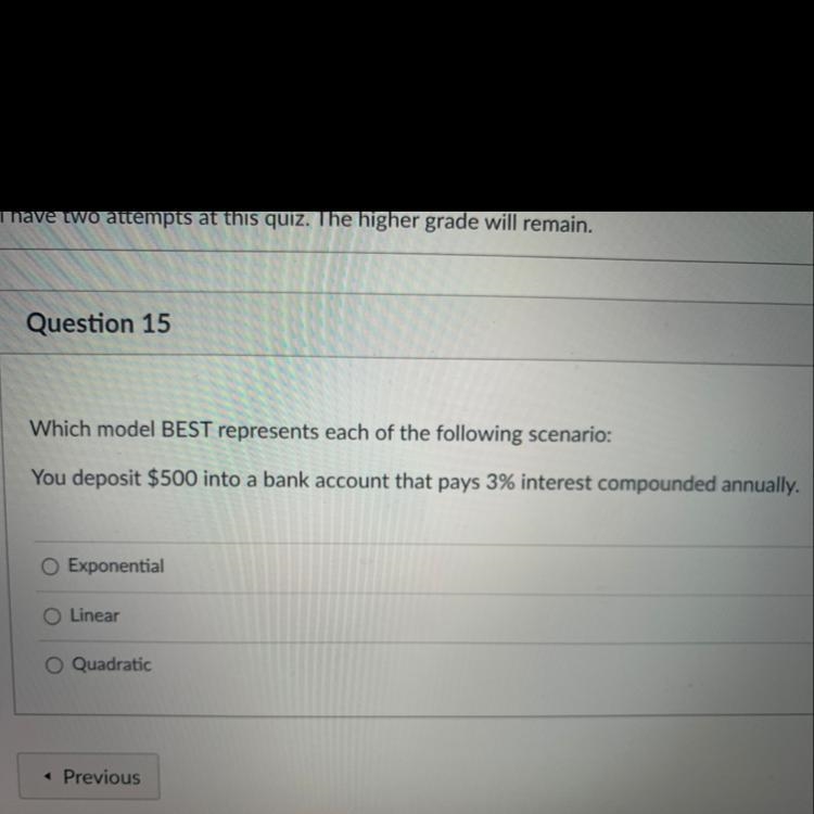 Which model BEST represents each of the following scenario: You deposit $500 into-example-1