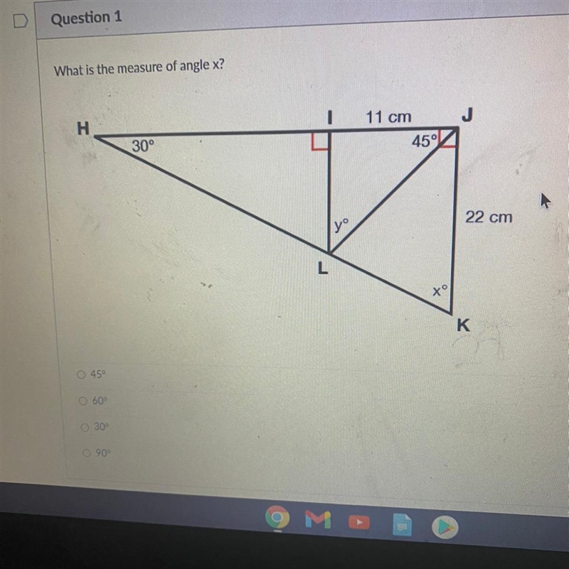 What is the measure of angle x?-example-1