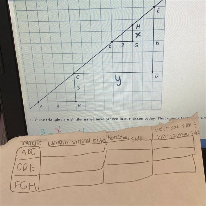 CAN YOU HELP ME FIND THE LENTHS OF THE TRANGLES PLSSS EXPLAIN HOW YOU DID IT Briefly-example-1