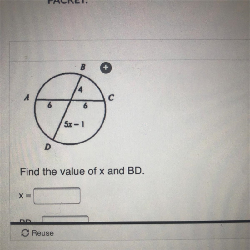 Find the value of X and BD-example-1