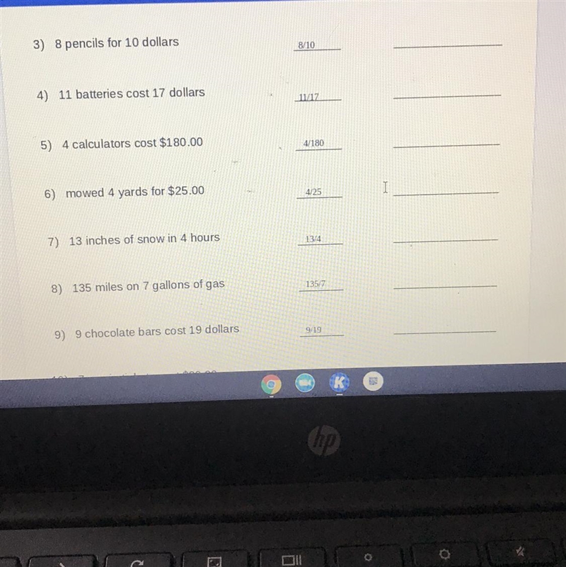 Please help me fill in the blank spaces (!The blank spaces are for the UNIT RATE!)-example-1