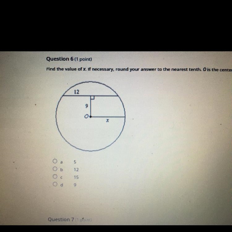 Find the value of x. If necessary, round your answer to the nearest tenth. O is the-example-1