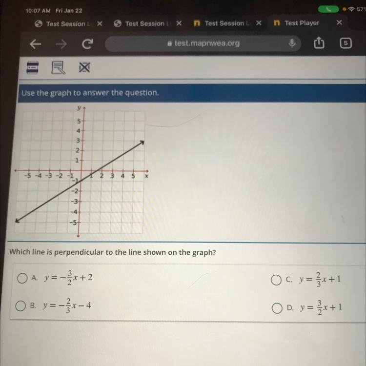 Use the graph to answer the question. y 5 4 3 2+ 1 -4 -3 - - 3 4 5 X N 1 -24 -3 -4+ -5 Which-example-1