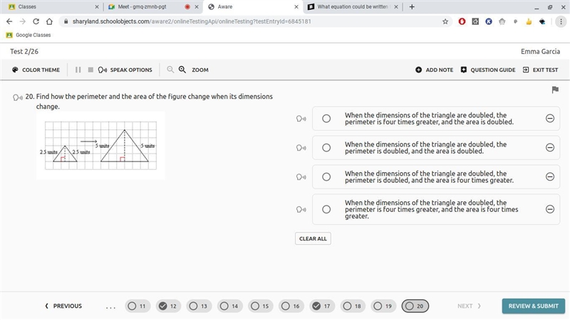 Find how the perimeter and the area of the figure change when its dimensions change-example-1