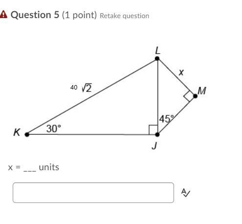 Help please!!!! x = ___ units-example-1