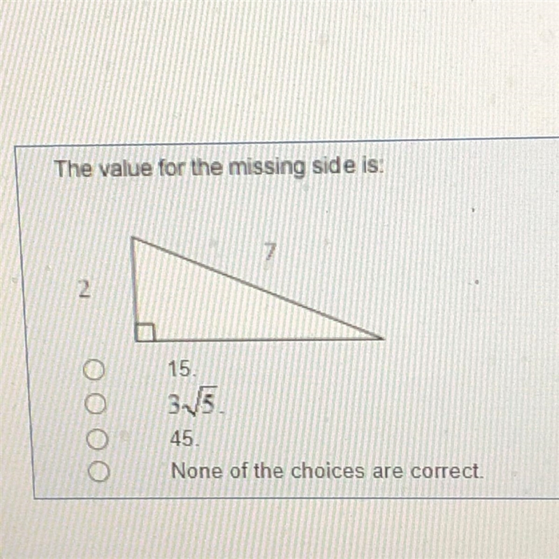 The value for the missing side is-example-1