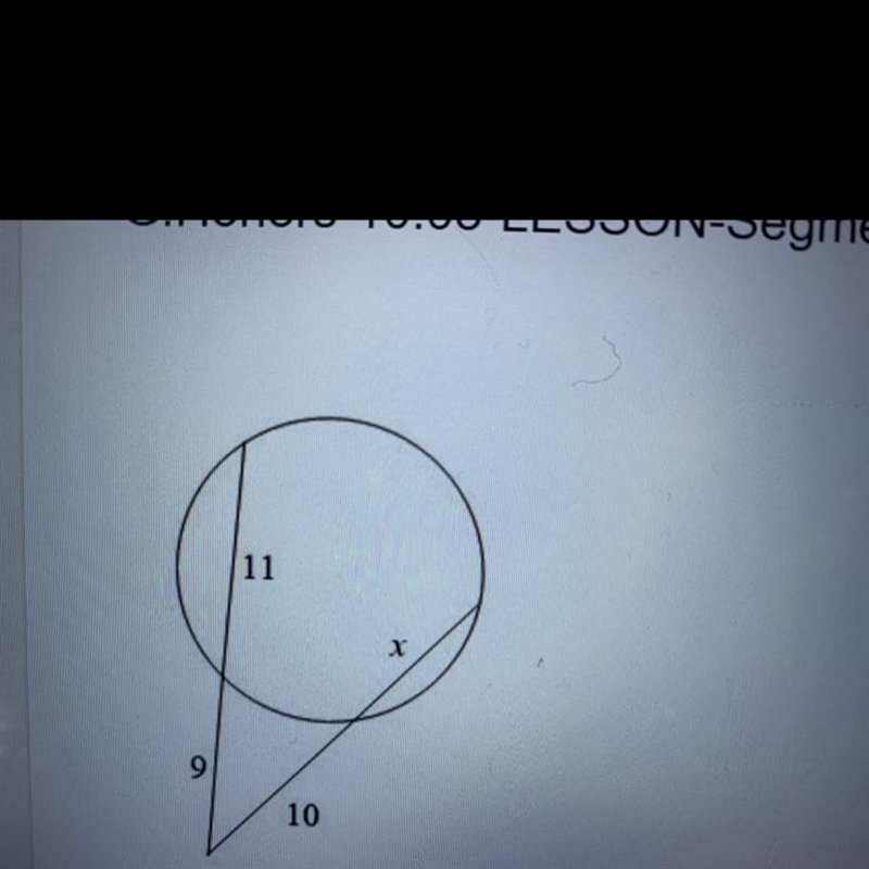 Solve for x. assume that lines which appear tangent are tangent. x=-example-1