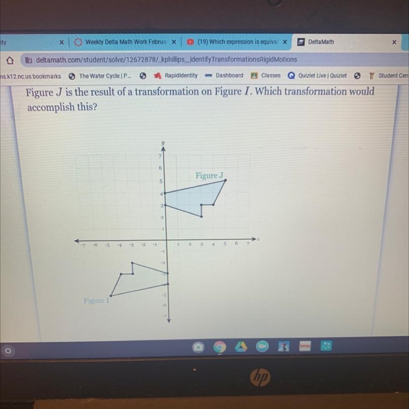 Figure J is the result of a transformation on Figure I. Which transformation would-example-1