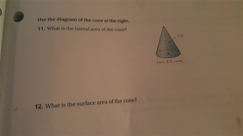 Please help me it's the lateral area of a cone along with the surface area-example-1