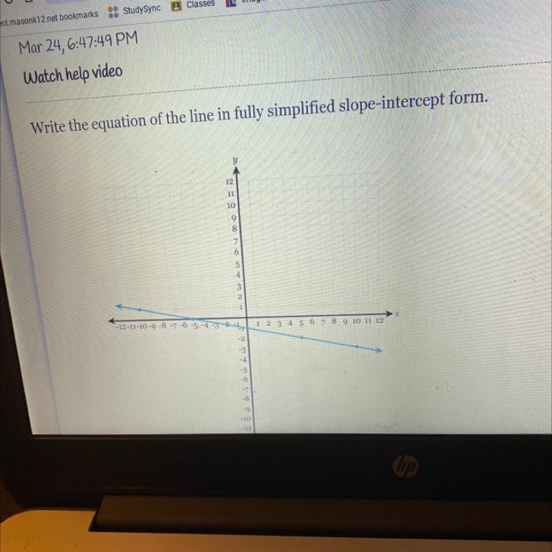 Write the equation fully simplified slope intercept form-example-1