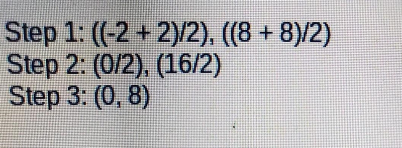 Find the mathematical error made by the student while finding the midpoint of (-2, 2) and-example-1