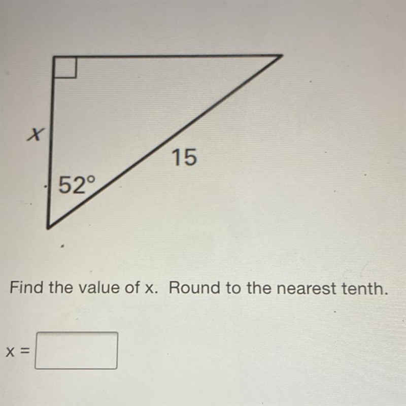 Find the value of x. Round to the nearest tenth-example-1