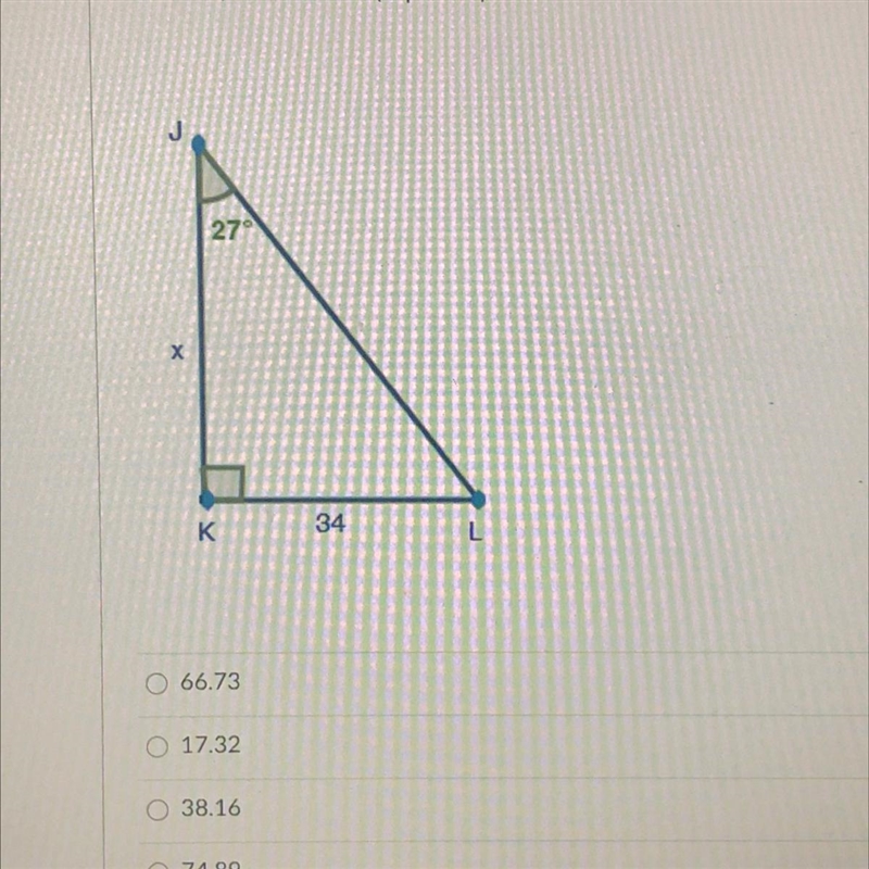 In AJKL, solve for x.-example-1