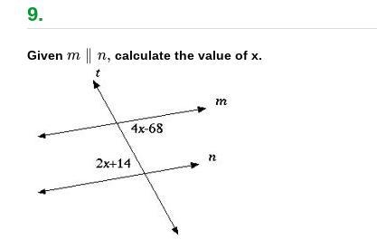 Given m || n, calculate the value of x-example-1