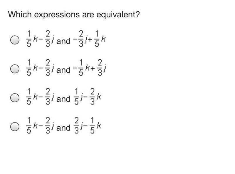 Plz help me!!!!!!!! Which expressions are equivalent? A. B. C. D.-example-1