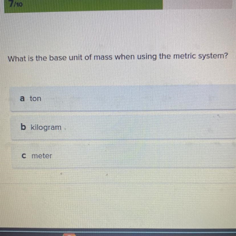 What is the base unit of mass when using the metric system-example-1