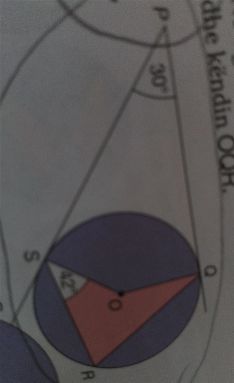 In the figure below find the angles, QOS, QRS, and the angle OQR Pls help​-example-1