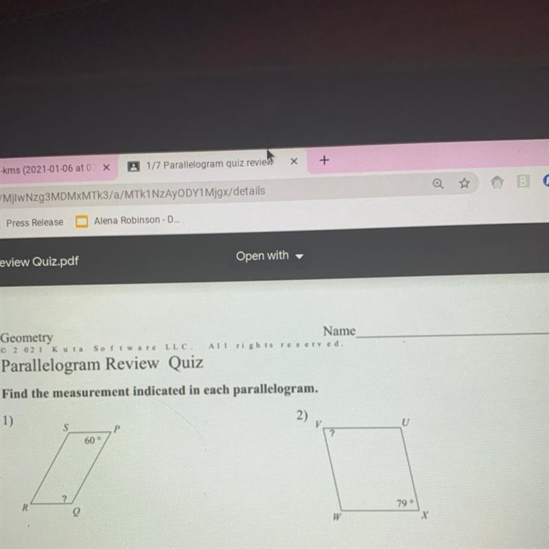 find the measurement indicated in each parallelogram first one says 60 and second-example-1