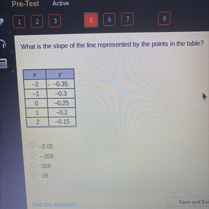 What is the slope of the line represented by the points in the table-example-1