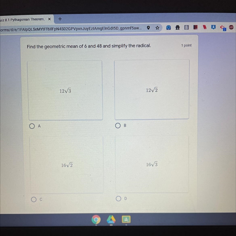 Fine the geometric mean of 6 and 48 and simplify the radical.-example-1