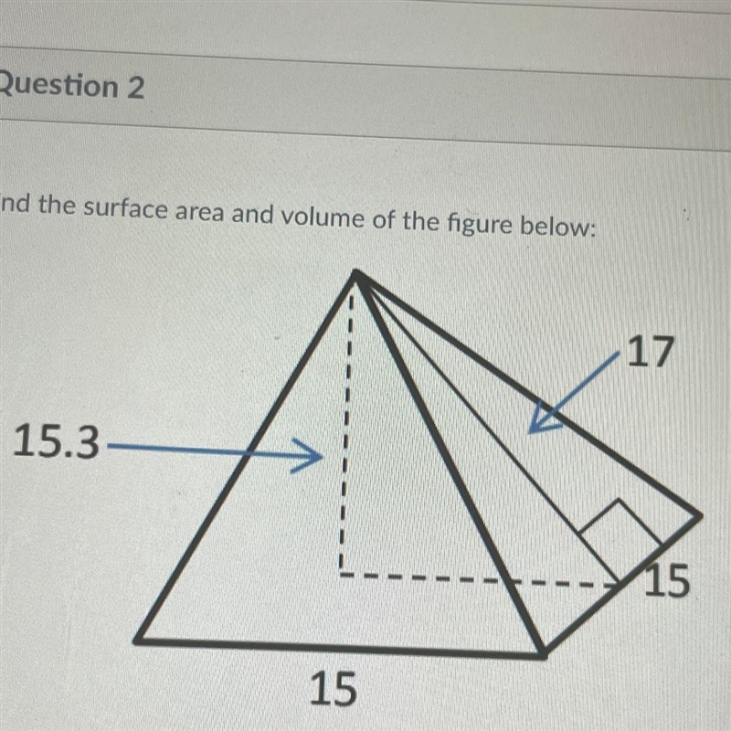 PLEASE HELP ASAP Find the surface area and volume of the figure below:-example-1